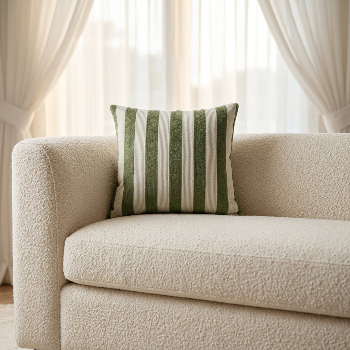 Green Stripe Pillow Cover