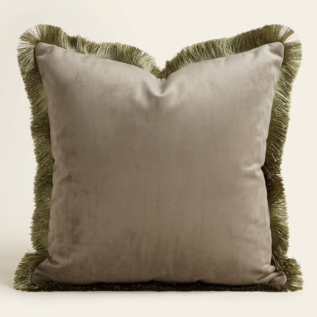 Green Geometric Velvet Throw Pillow
