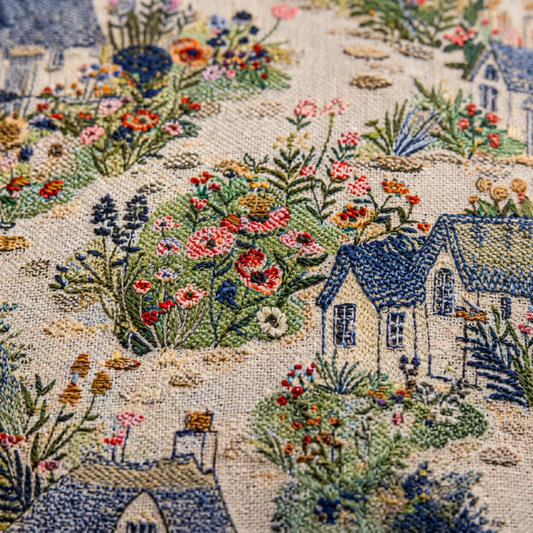 Village Scene Pillow Cover
