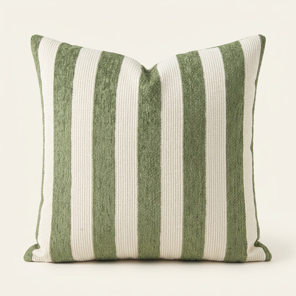 Green Stripe Pillow Cover