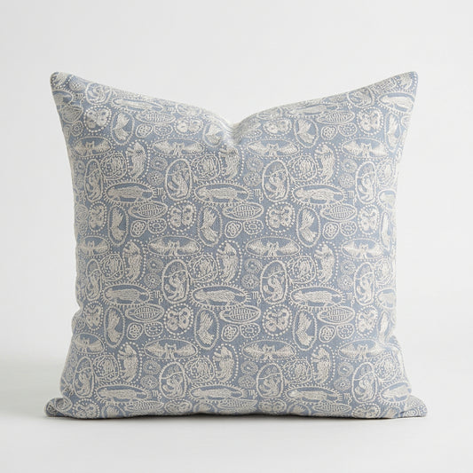 Blue Paisley Embroidered Pillow Cover