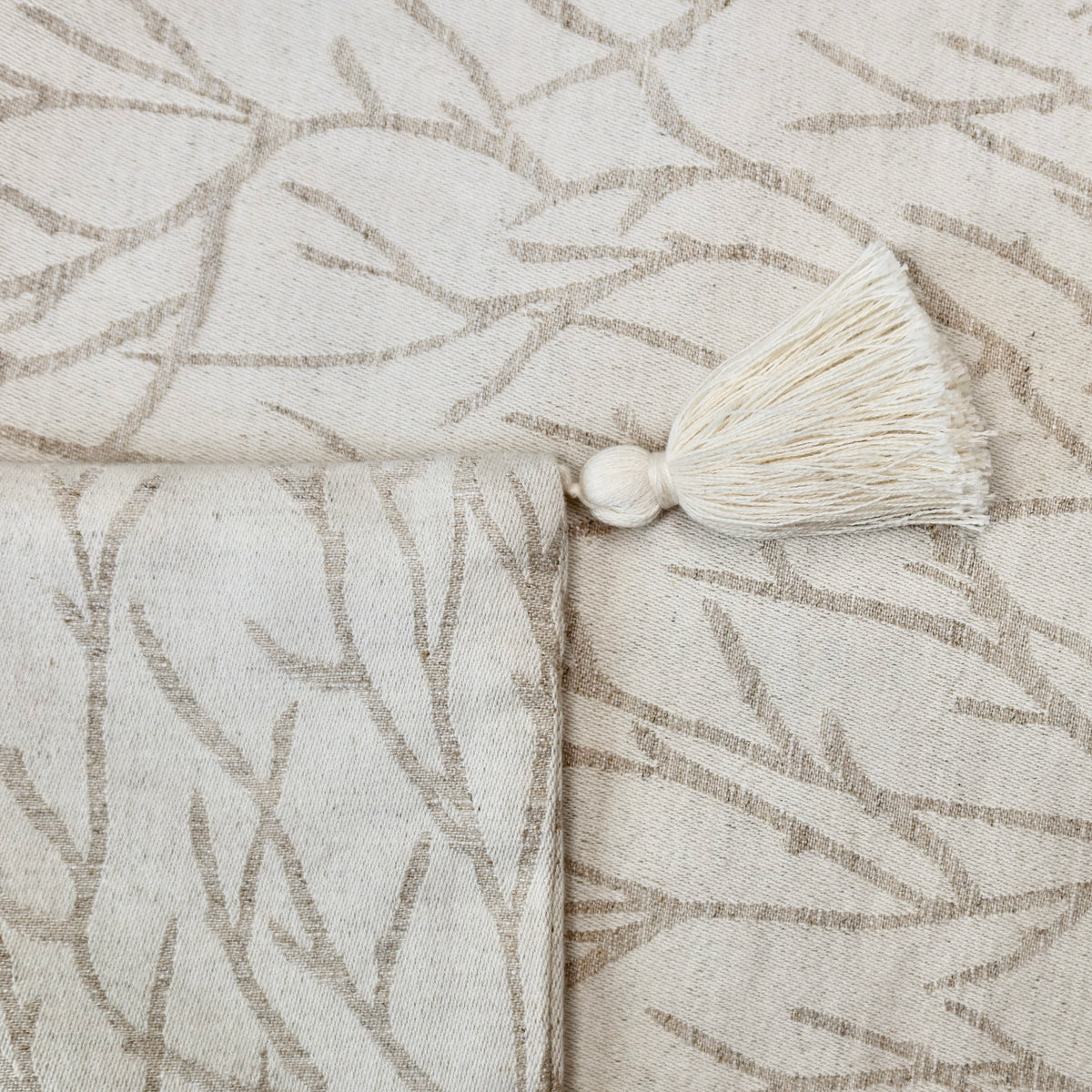 Ivory Tasseled Coral Throw Pillow