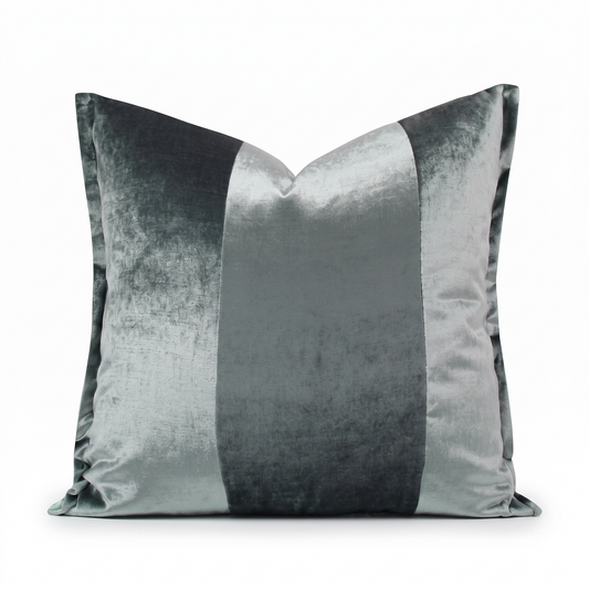 Steel Stripe Velvet Pillow Cover