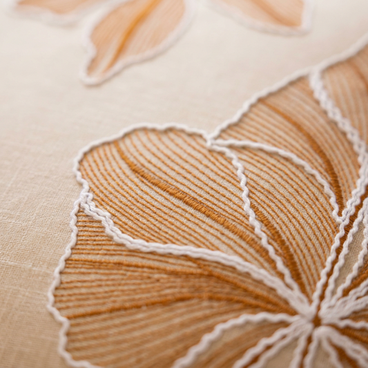 Amber Bloom Embroidered Pillow Cover