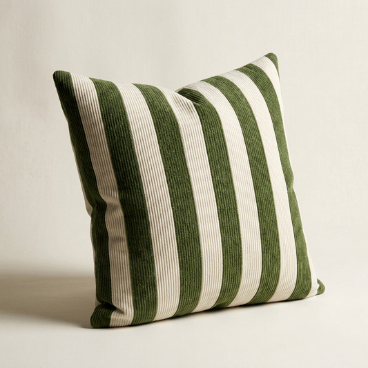 Green Stripe Pillow Cover