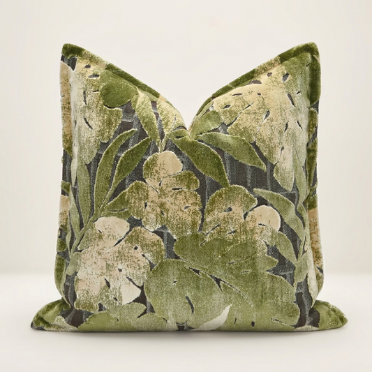 Monstera Leaf Velvet Throw Pillow