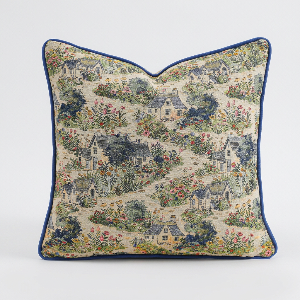 Village Scene Pillow Cover