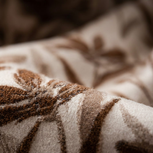 Brown Wildflower Jacquard Lumbar Pillow Cover